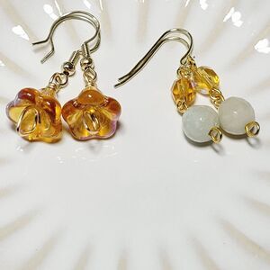 Artisan earrings  662# NEW bohemian Floral glass bead earrings Petite Amazonite